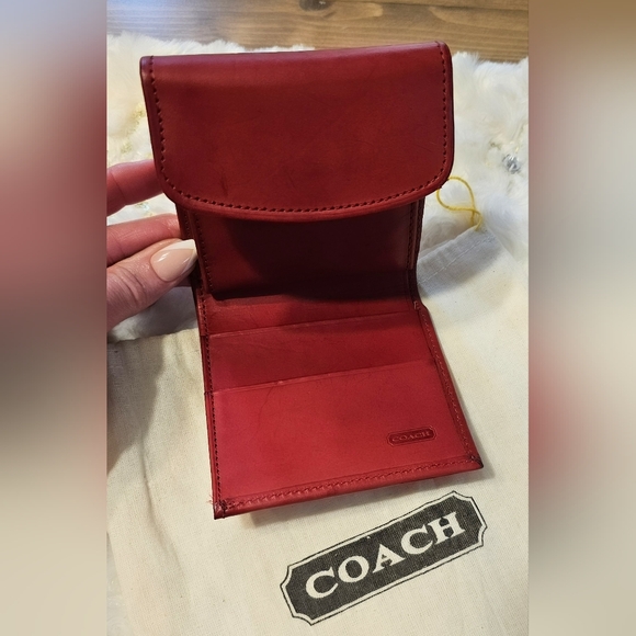 Vintage Coach Water Buffalo Leather Kisslock Wallet / French Purse ( Red ) - Picture 4 of 14